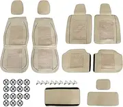 AOUTTUOA Driver & Passenger Side All Surround seat Cover Microfiber Leather with ice Silk Tan