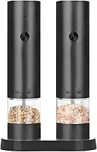 Salt Grinder - Pepper Mill | Electric Pepper Grinder | Automatic Salt Shakers | Rechargeable Pepper Grinder with Led Light | Salt Crusher | Adjustable Coarsene Salt Chili Grinder for Kitchen BBQ