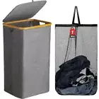 Laundry Basket Dirty Washing Clothes Storage Folding Bin Bag Hamper W/ Lid 100L