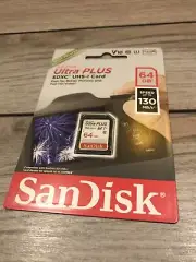 Sandisk 64GB Ultra Plus SDXC UHS-1 Memory Card (speed up to 130 MB)