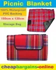 PICNIC BLANKET TRAVEL RUG 100% WATERPROOF BACKING CAMPING CARAVAN RUG BEACH MAT