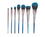 Diamond Makeup Brush Set Blue Black Gradient Rhombus Foundation Powder Brush Makeup Set 7Pcs