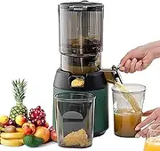 Masticating Juicer Machines Juicer, 300W Slow Cold Press Juicer Juicer, Cold Press Masticating Juicer with 13cm Feeding Chute, Pomace Separation Juicer Fit Whole Fruits Vegetables Green