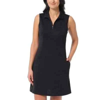 NEW Greg Norman Women's Golf Dress Sleevless Zipper Neck Side Pocket Small Black