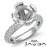 Pave Diamond Engagement Half Eternity Ring 1.5Ct 18k White Gold Round Semi Mount