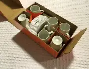 Lagardo Tackett TACK Porcelain Diablo Footed Demitasse Espresso Cups + Saucers