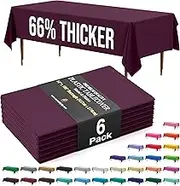 Exquisite 66% Thicker Premium Plastic Table Cloth Rectangle Table Cover 0.5 Mil 6 Pack Plum Table Cloth 54 Inch x 108 Inch Disposable Tablecloth Won't Tear Easily Like Cheap Thin Brands