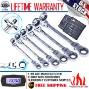 6PCS Double Box End Ratcheting Wrench Flex-Head Extra Long Spanner Set Metric
