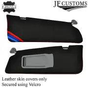 RED STITCH TRI STRIPE 2X SUN VISOR LEATHER COVERS FITS BMW E91 E92 05-13 (for: BMW)