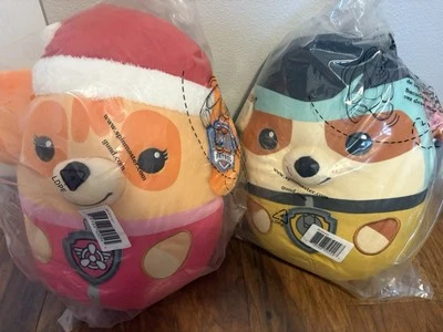 Gund Paw Patrol Winter Holiday Squisheen Plush Bundle, Franken Rubber and Skye