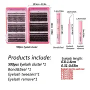 Lash Extension Kit DIY 640Pcs/590Pcs Mix Curl Individual Lashes Kit with Lash Bo