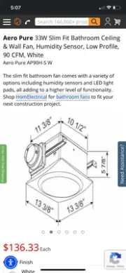 Aero Pure Slim Fit Bath Fan