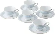 [Noritake] H9587A/1507 Cup & Saucer Set (Coffee/Tea), 7.8 fl oz (220 cc), Lace Wood Gold, 5 Guests, Blue, Fine Porcelain