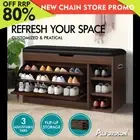 ALFORDSON Shoe Cabinet Bench Storage Rack Organiser Shelf 18 Pairs Walnut