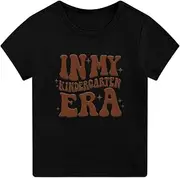 [Generic] Girls Sequins Top Kids Preschool Tee First of School Shirt Girls Boys School Outfit Tops Girls Shirts Size 14