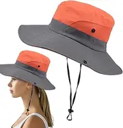 [yanzisura] Foldable Fishing Hat,Summer Uv Protection Sun Hat | Waterproof Wide Brim Men's Uv Protection Hat, Outdoor Waterproof Hat, Comfortable Breathable Sun Hat for Fishing, Orange1