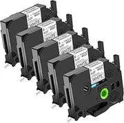 NineLeaf 5 Pack Compatible for Brother TZe-211 TZe211 TZ-211 TZ211 Label Tape 6mm 1/4' Black on White Standard Laminated Labeling Work with PT-D210 PTD400AD PTH110 PT-D600 Label Maker