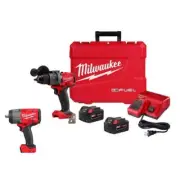 Milwaukee Cordless Hammer Drill Driver Kit + Impact Wrench 18V Li-Ion Brushless
