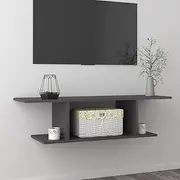 Floating TV Shelf, Wall Mounted TV Stand Entertainment Center TV Unit Media Stand Wall Mounted TV Cabinet High Gloss Grey 103x30x26.5 cm