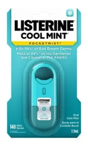 3 Pack Listerine Pocketmist Cool Mint Oral Care Mist for Bad Breath 0.26 floz