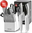 19PCS Kitchen Knife Set Block & Sharpener Chef & Steak Knives White