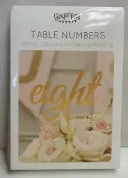Ginger Ray Gold Acrylic Table Numbers on Stand 1 to 12 Script Font MIB 21cm Tall
