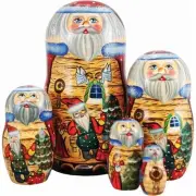 G.Debrekht Russia Nested Dolls Christmas Workshop 5 Nest Doll 6.5 in.