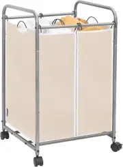 Laundry Sorter 2 Section, 90 L Laundry Hamper with Wheels, Laundry Basket Sor...