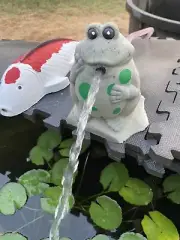 6” High Concrete Frog Pond Spitter Garden pond Statue ( Fits 1/2" hose)