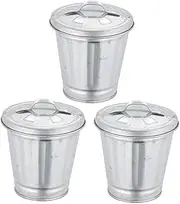 Parliky 3pcs Mini Trash Can Garbage Can Metal Container with Lid Waste Can with Lid Galvanised Bin Trash Bucket Metal Trash Can with Lid Desktop Desk Small Container Office Iron with Cover