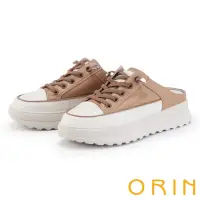 在飛比找momo購物網優惠-【ORIN】牛皮厚底休閒穆勒鞋(棕色)