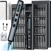 Mini Electric Screwdriver Set 70 in 1，5 Torque Settings& 64 S2 Magnetic Bits Cordless Precision Screwdriver Set,4 LED Lights Small Screwdriver Repair Tool Kit,for Camera Laptop Phone& Watch