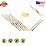 5B Hickory Drumsticks - 3 Pairs & Polishing Cloth for Percussion Sound