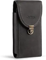HUAZHIMAO Real Leather Mobile Phone Belt Bag Men's Mobile Phone Case Small Belt Phone Holster Belt Clip for iPhone 15 Pro Max, 14 Plus, Samsung Galaxy A54, S23+, S23 Ultra (Grey)
