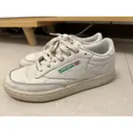 【七成新】經典款 23.5公分 REEBOK CLUB C 85 VINTAGE 米白綠 皮革 復古休閒鞋 奶油底