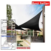 23' x 23' Triangle Sun Shade Sail in Black - Waterproof & Wind-Resistant