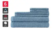 Sheraton 6 Piece 100% Cotton Textured Towel Set - Blue