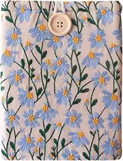 Embroidered Fabric Sleeve for Kindle Paperwhite, Kindle Basic, Kobo Clara 2E, Boox Palma, Nook Glowlight – Protective Cloth Cover for Tablets & E-Readers Handcrafted - Blue & Beige Daisy