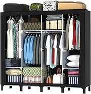 Canvas Wardrobe Canvas Wardrobe, Four-Column Portable Wardrobes for Bedroom, Large Storage Space Fodable Fabric Wardrobe