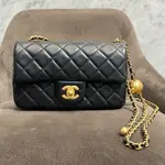 【台灣現貨】全新真品 CHANEL 爆款 黑色 小羊皮 MINI COCO 20 金球鍊 口蓋包 AS1787