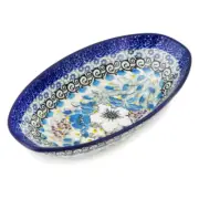 Polish Pottery Oval Bowl 7" Ceramika Artystyczna Solstice Bloom UNIKAT