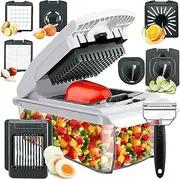 Vegetable Chopper（Upgraded, 9-in-1 Onion Chopper,Mandolin Slicer with Peeler, Spiralizer, Zoodle Maker, Lemon Squeezer, Egg Slicer,Seperator for Salad Potato Carrot, Vegetable Cutter Kitchen Gadget