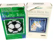 Caron WonderArt Kid's Latch Hook Kits Unicorn Soccer Ball Lot Of Two With Hook