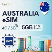 travSIM eSIM Australia | 5GB Mobile Data | Works on iOS and Android Devices | The Plan on This eSIM Australia is Valid for 15 Days