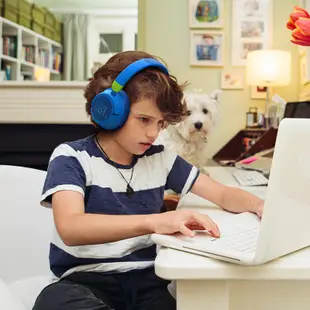 適用兒童耳機 JBL JR460NC 頭戴式藍牙耳機 兒童學習耳機 音樂耳機-藍色 耳罩式耳機 分貝控制 含麥克風