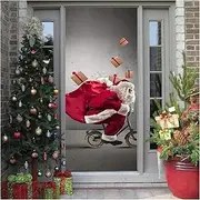 Door Stickers Merry Christmas Door Sticker Xmas Theme Decal Removable Happy New Year Mural Poster Wallpaper Living Room Bedroom Decor(K,90x200cm)