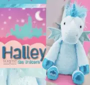 Scentsy Halley The Blue Unicorn Buddy-Pegasus Wings-RARE!! NEW Scent Pak w/box