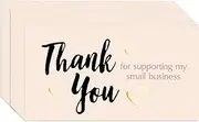 200Pcs Thank You For Supporting My Small Business Cards, 2" x 3.5" Light Gold Personalized Thank You Cards for Packaging Supplies