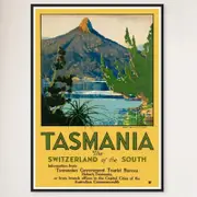 Galrie Tasmania Vintage Travel Poster - Discover the Switzerland of the South, Black Frame, A1 60 x 84cm (23 x 33inch)