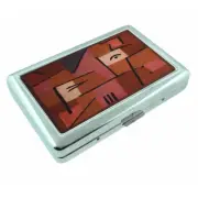Abstract Art Em1 Silver Metal Cigarette Case RFID Protection Wallet